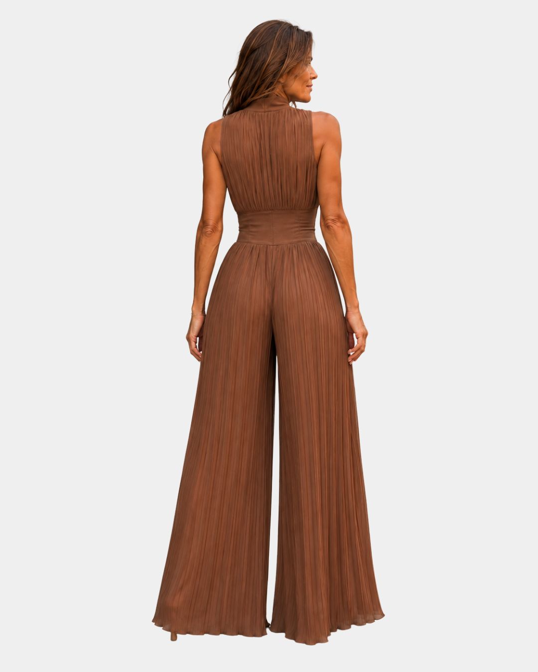 Héluise | Combinaison plissée en chiffon marron