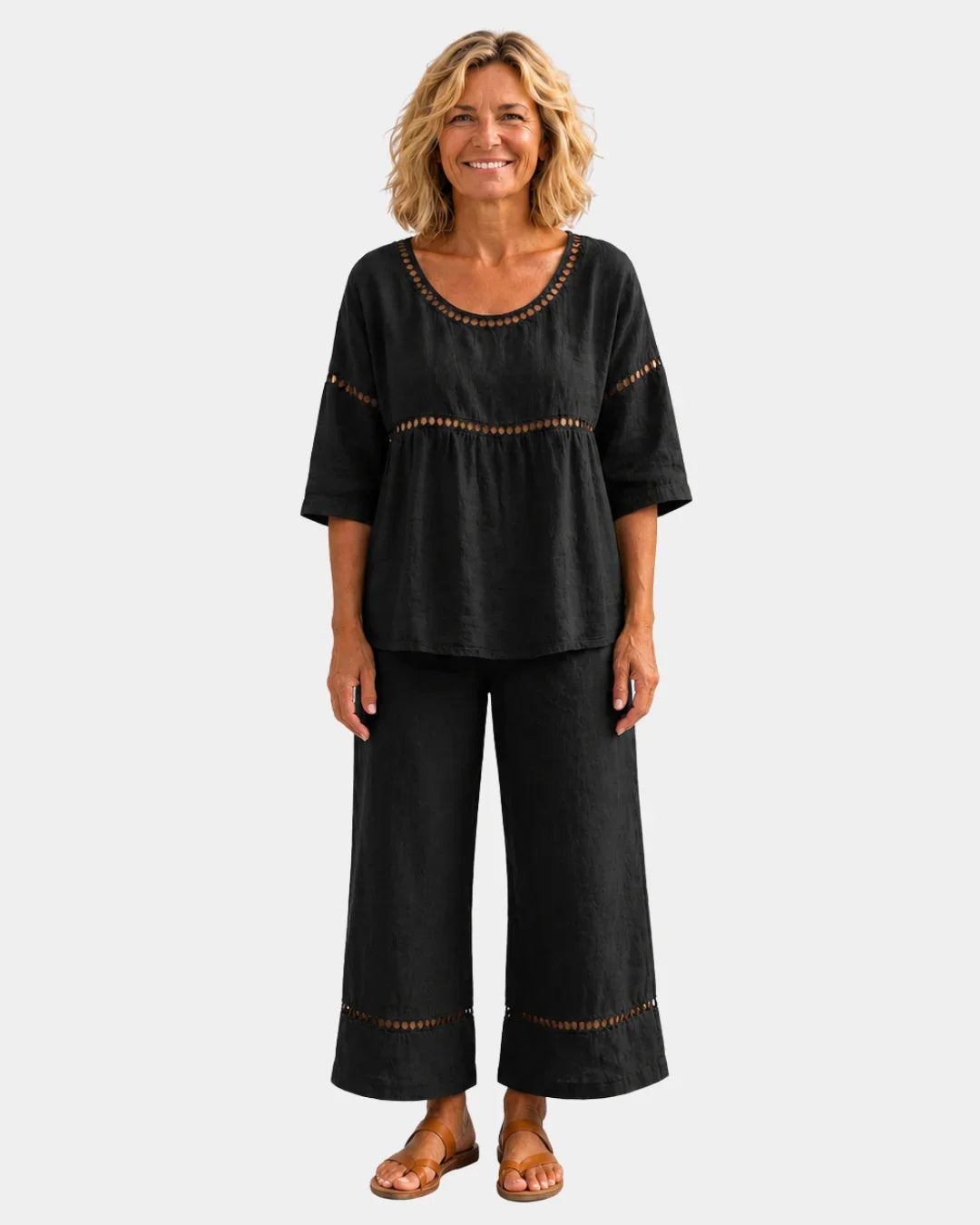 Bonne | Ensemble frais avec blouse et pantalon assortis