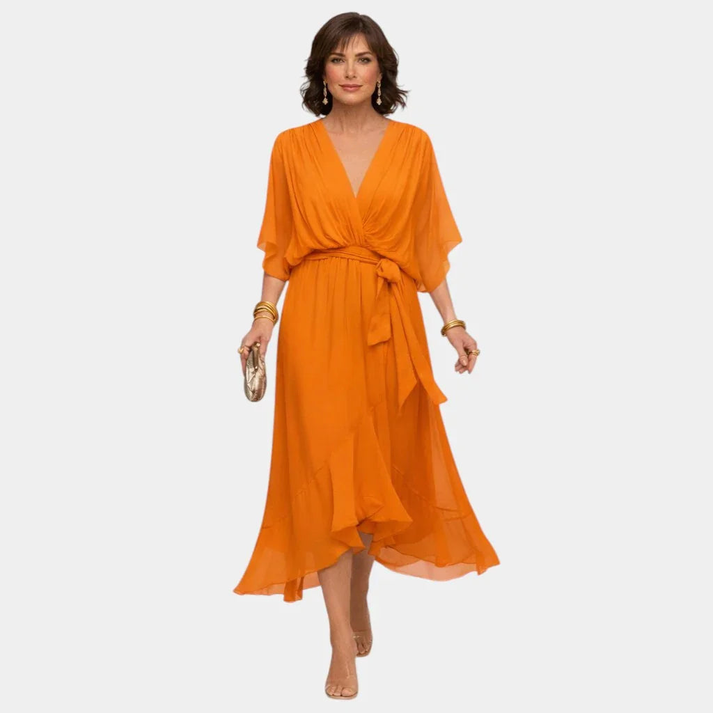 Carmen | Robe en chiffon avec décolleté en V