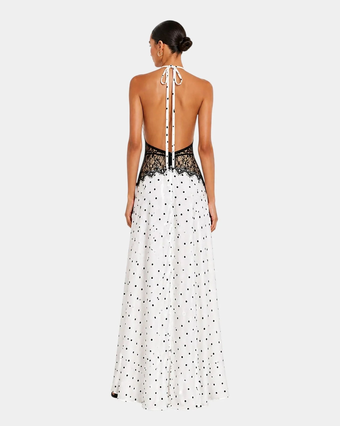 Pomeline | Robe maxi à pois avec dentelle élégante