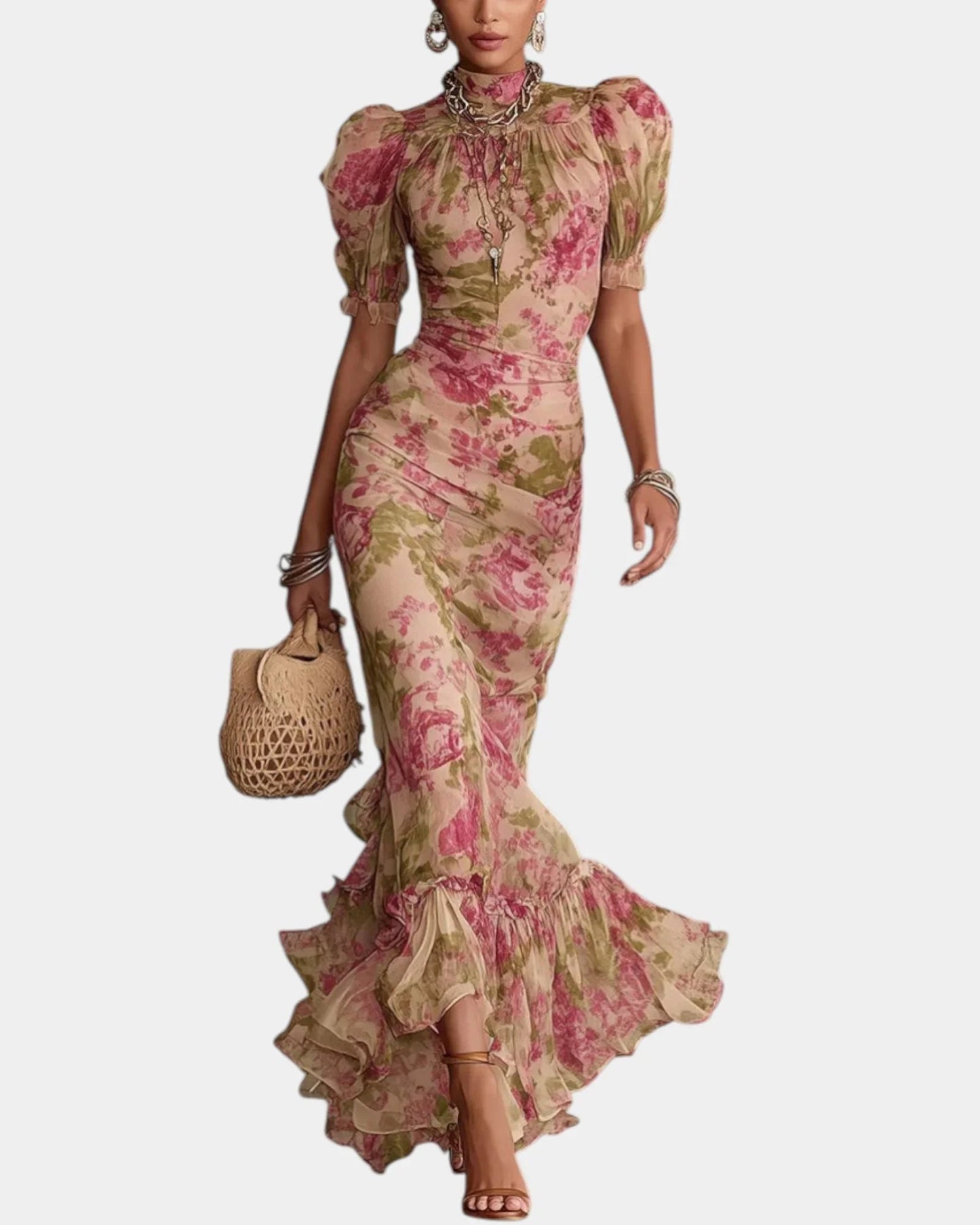 Florelle | Robe longue roses vintage