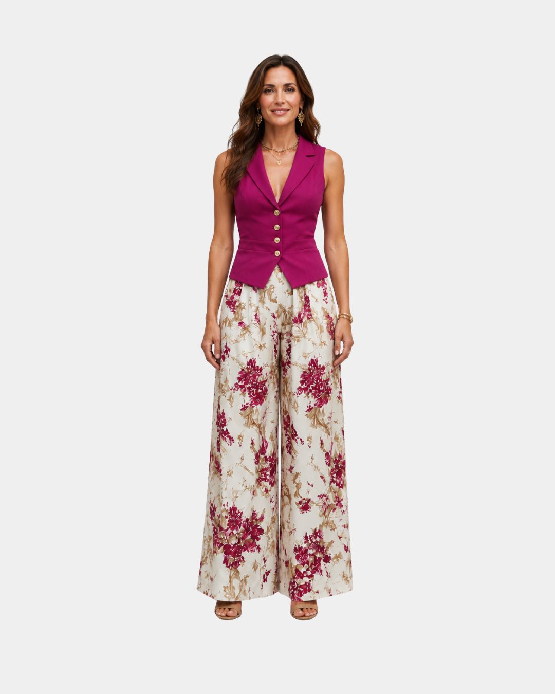 Alixène | Ensemble haut sans manches et pantalon fleuri