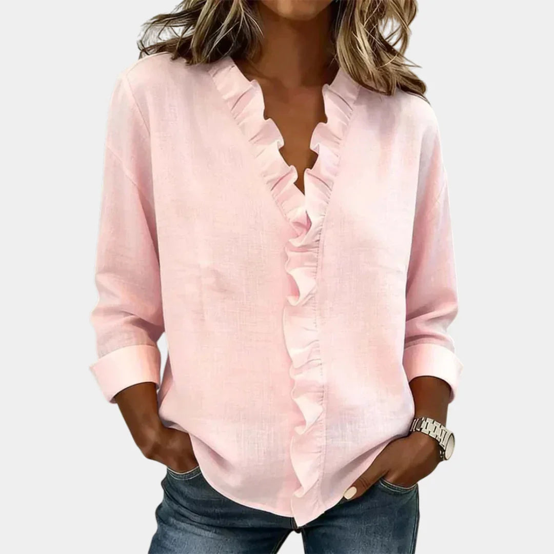 Flavie | Blouse avec décolleté en V et volants délicats