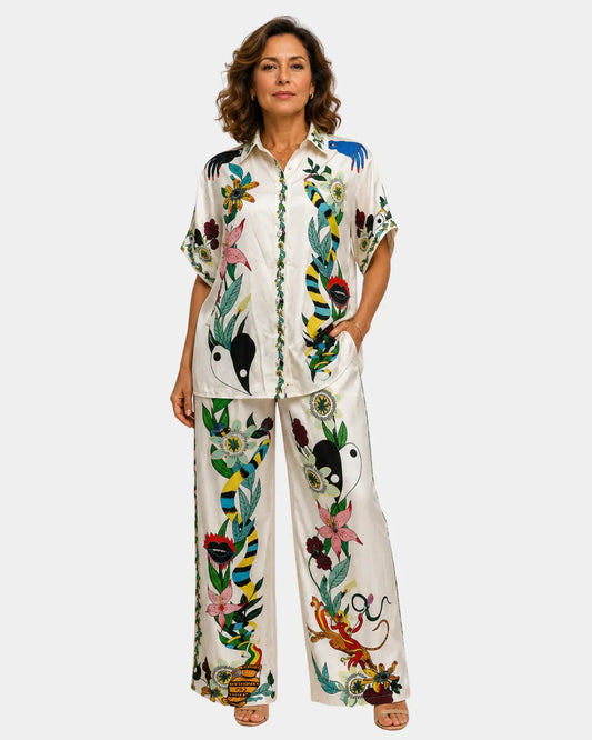 Anastaise | Ensemble chemise et pantalon effet satin