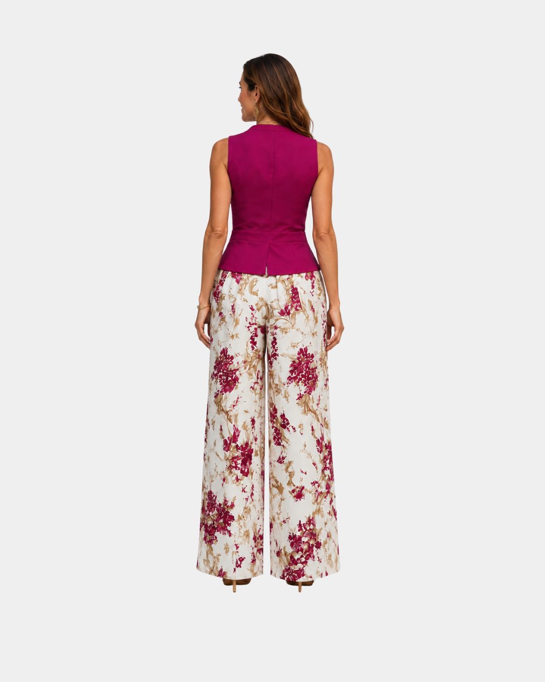 Alixène | Ensemble haut sans manches et pantalon fleuri