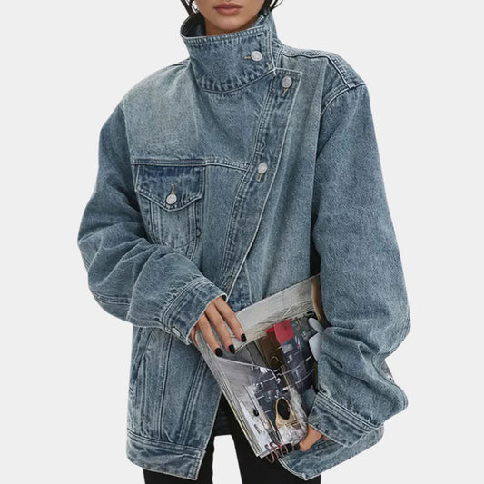 Lucie – Veste vintage délavée à col montant