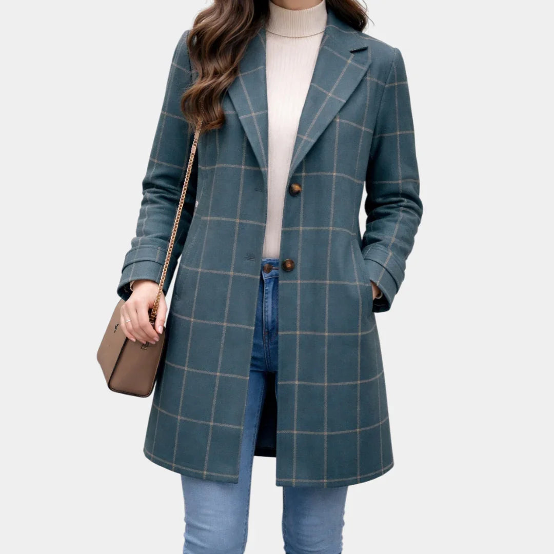 Delphine – Manteau Classique à Carreaux