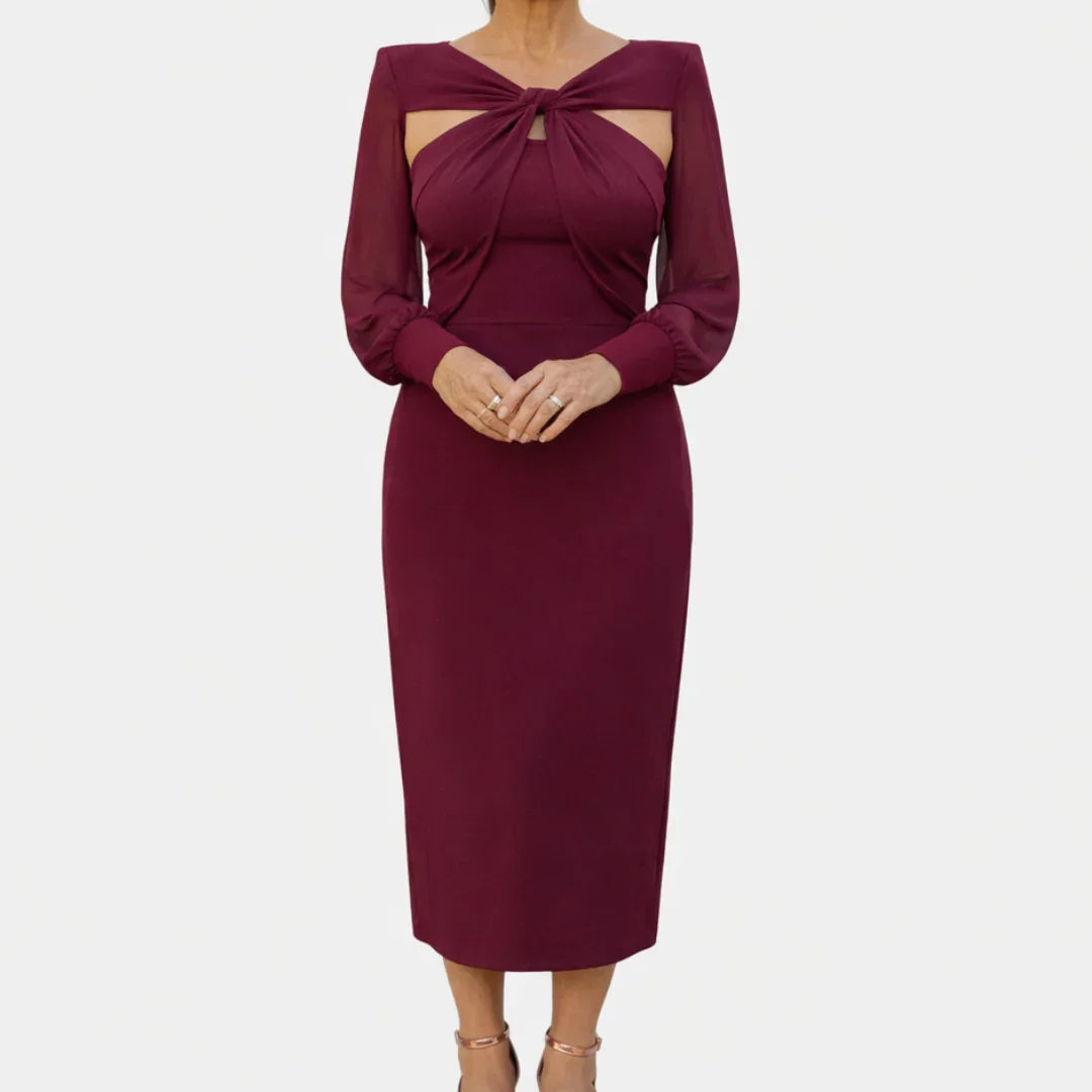 Lucie | Robe Midi Croisée avec Manches