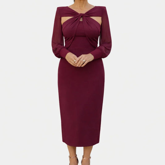 Lucie | Robe Midi Croisée avec Manches