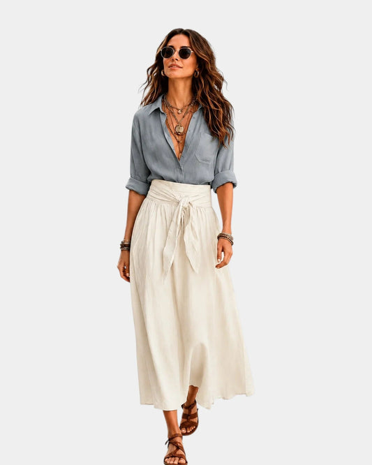 Denise | Jupe midi + chemise offerte