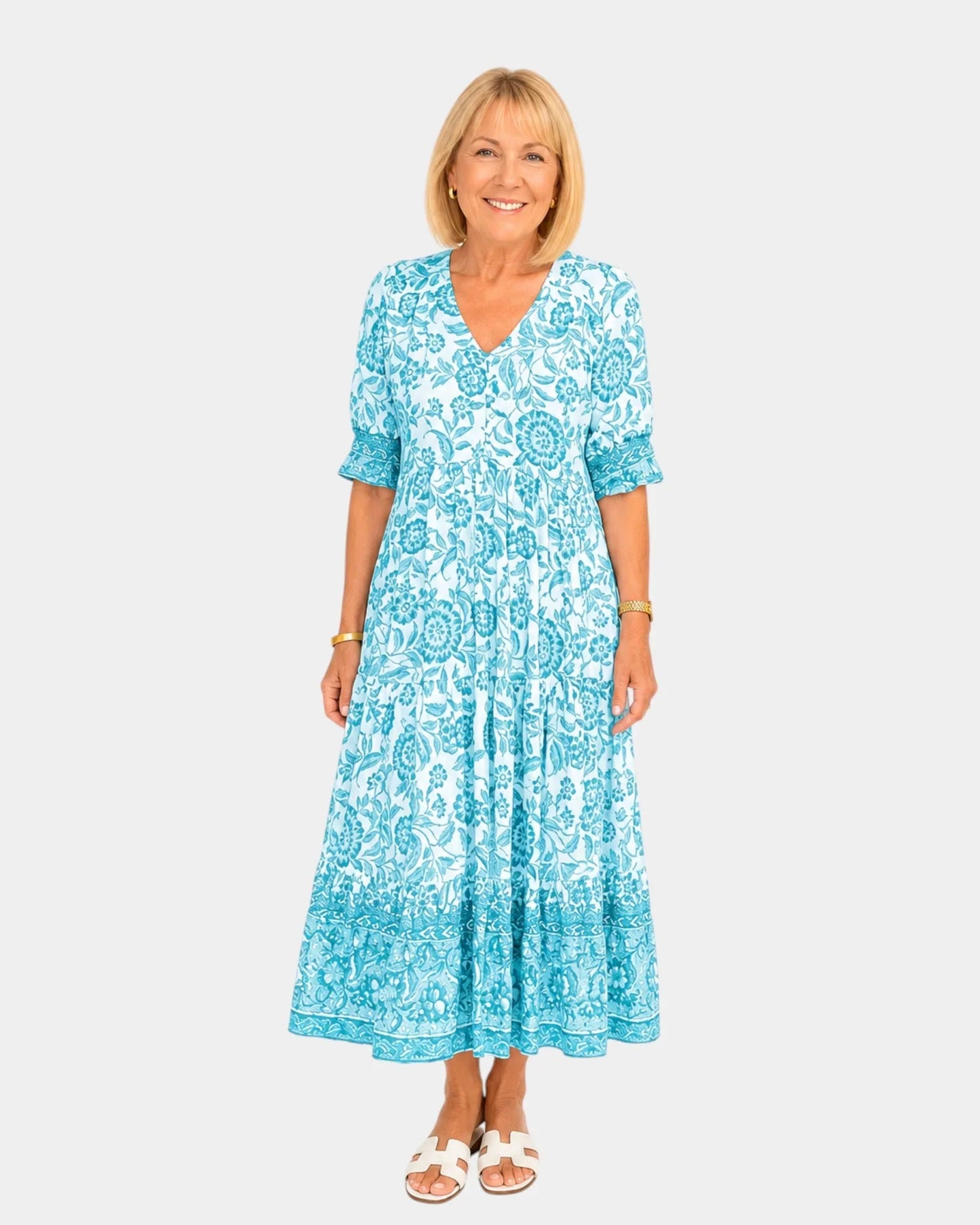 Cosima | Robe Florale V-coupée élégante