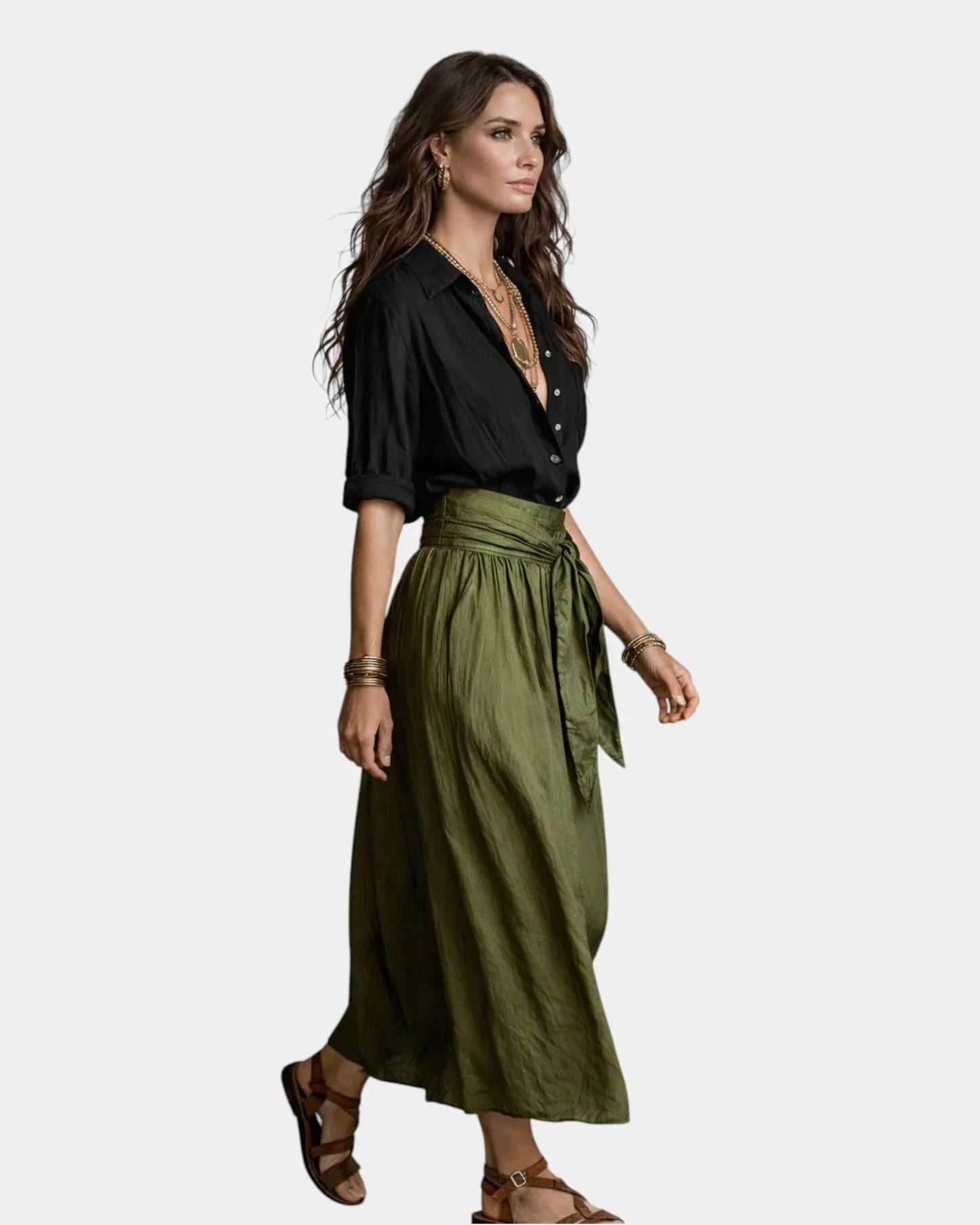 Dione | Jupe midi + chemise noire offerte