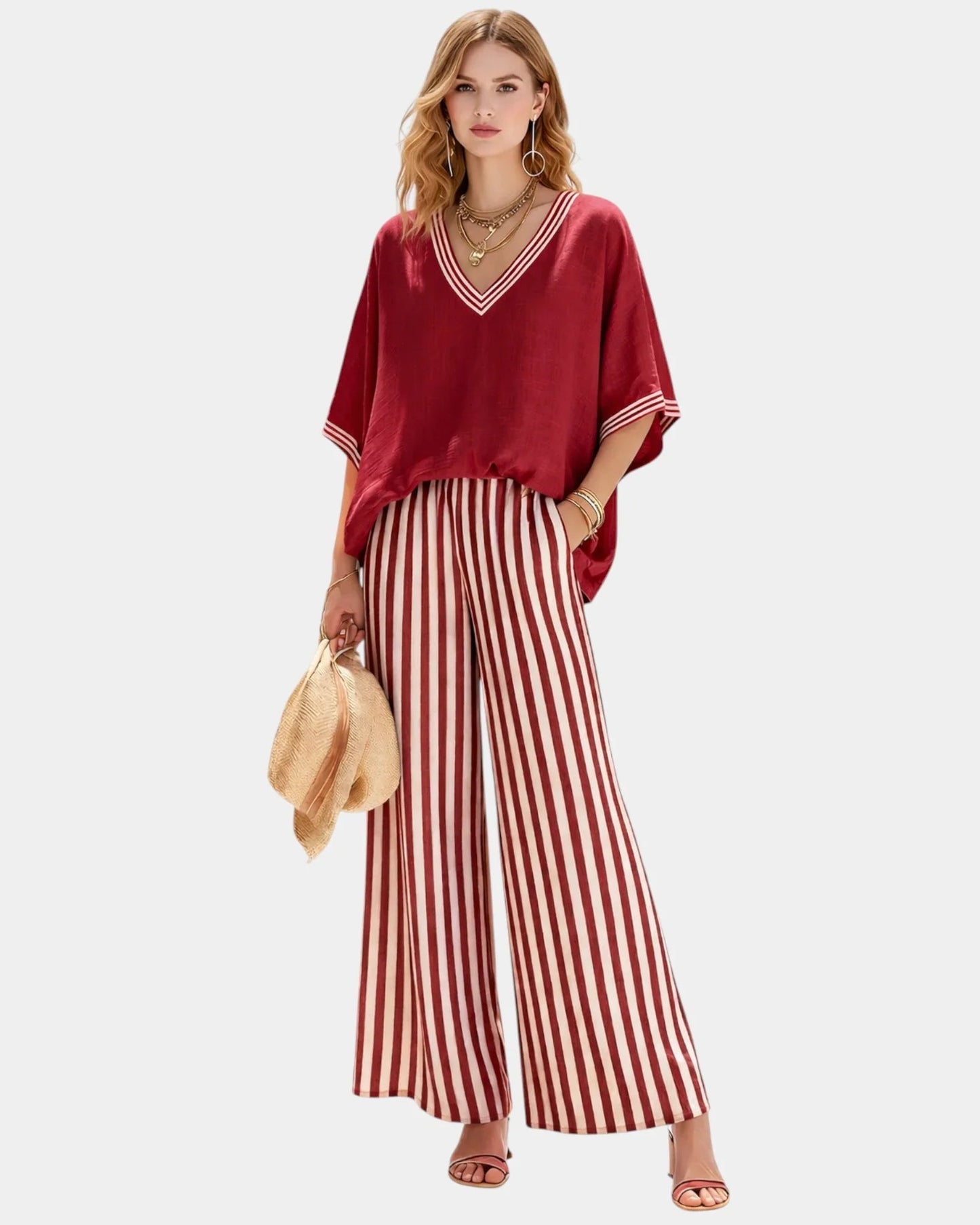 Tristane | Ensemble pantalon et blouse à rayures