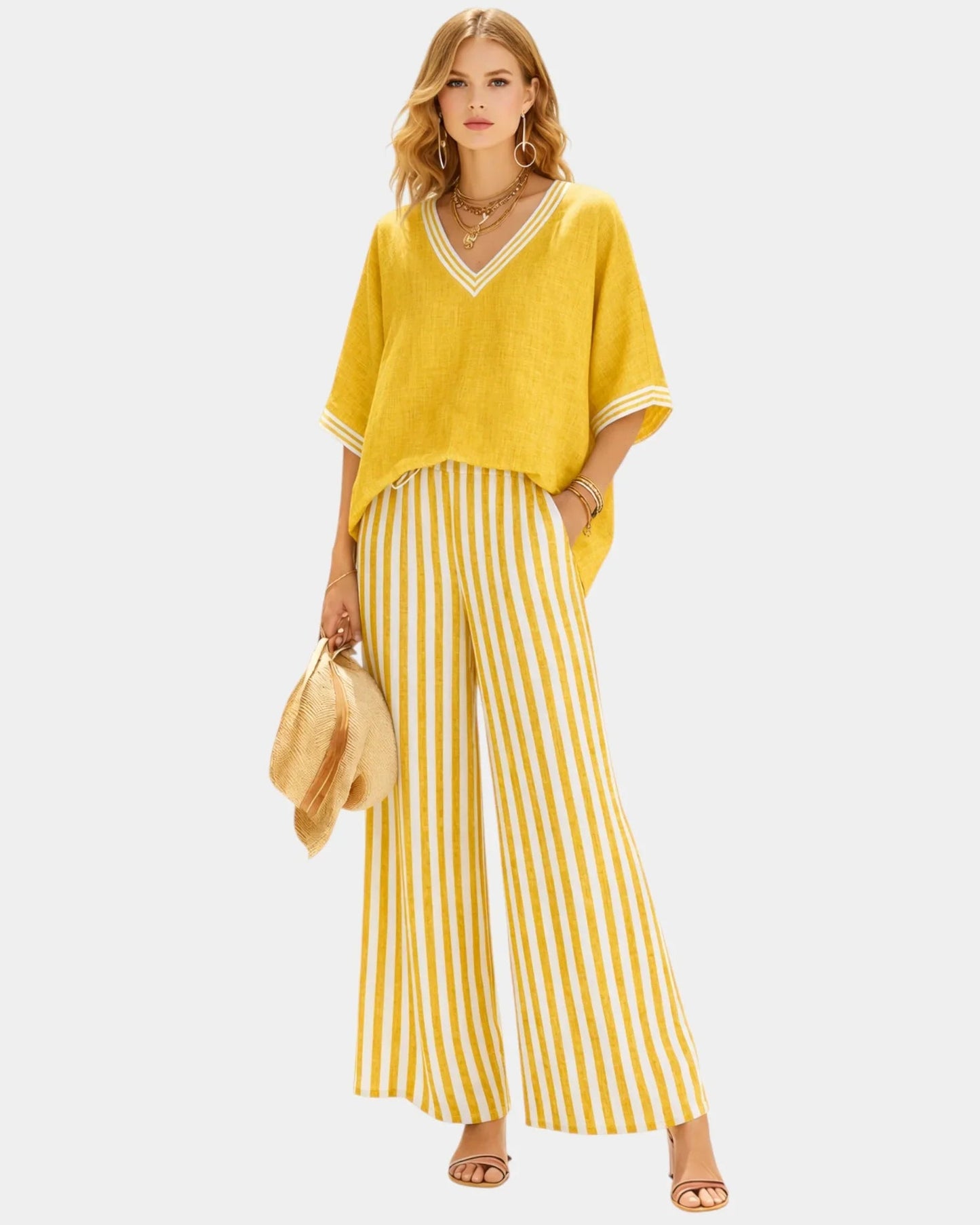 Tristane | Ensemble pantalon et blouse à rayures