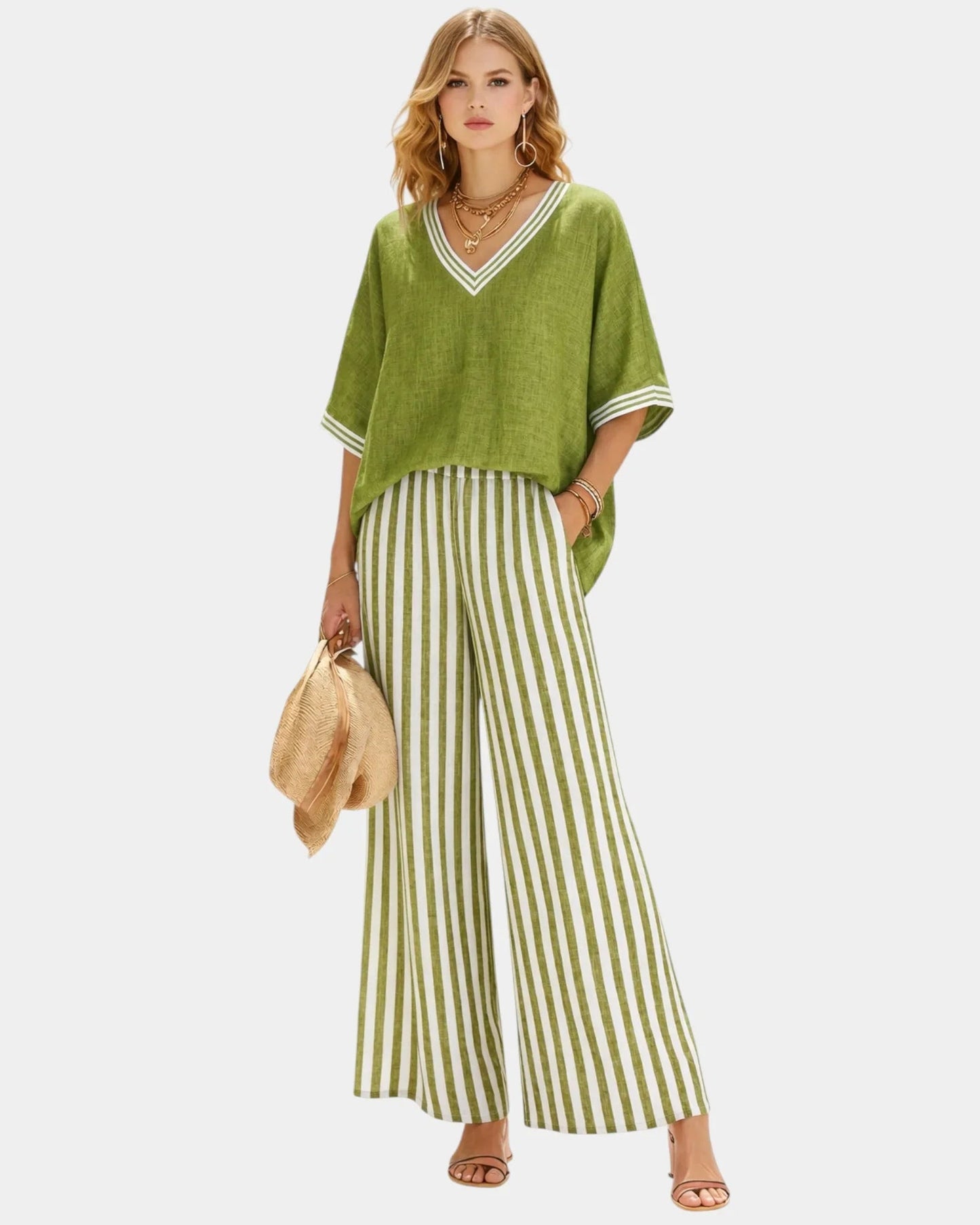Tristane | Ensemble pantalon et blouse à rayures
