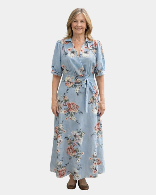 Rosette | Robe maxi florale à col en V