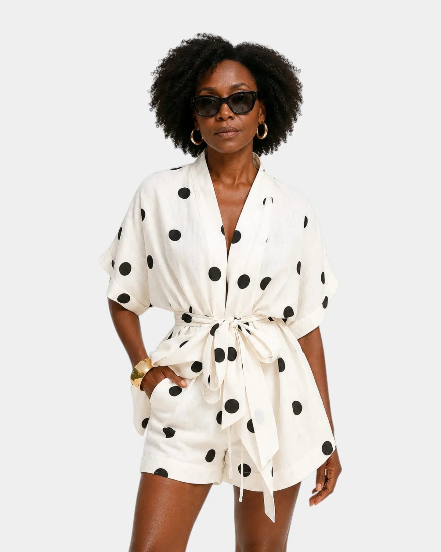 Josseline | Ensemble d'été blouse et short à pois