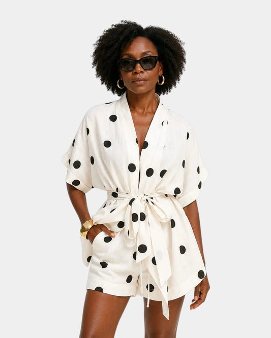 Josseline | Ensemble d'été blouse et short à pois