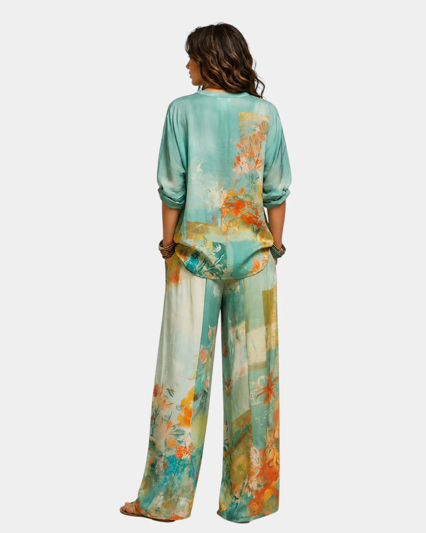 Célidora | Ensemble élégant à imprimé floral et pantalon large