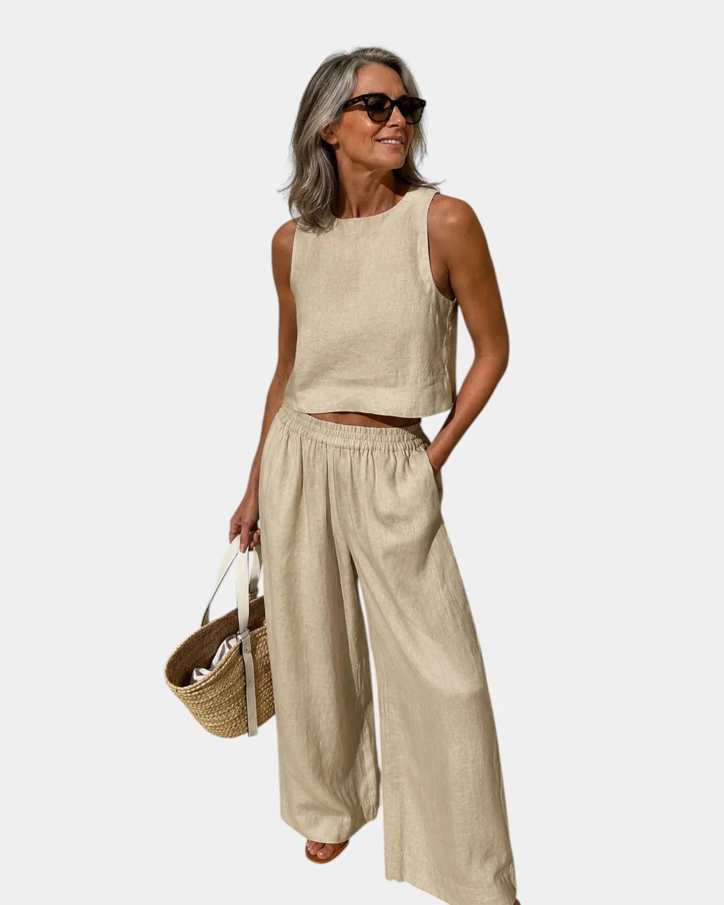 Shéhérazade | Ensemble blouse et pantalon en coton et lin