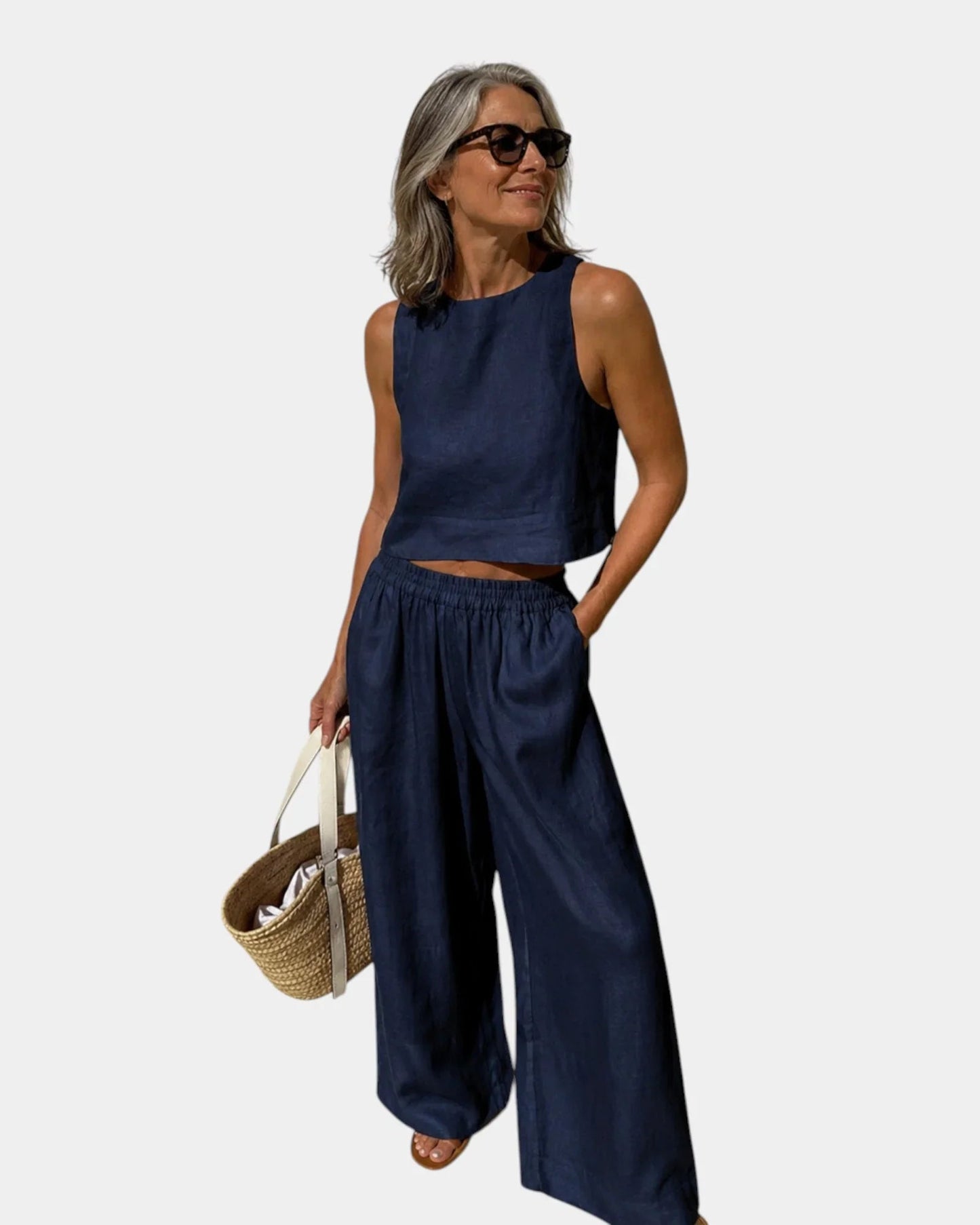 Shéhérazade | Ensemble blouse et pantalon en coton et lin