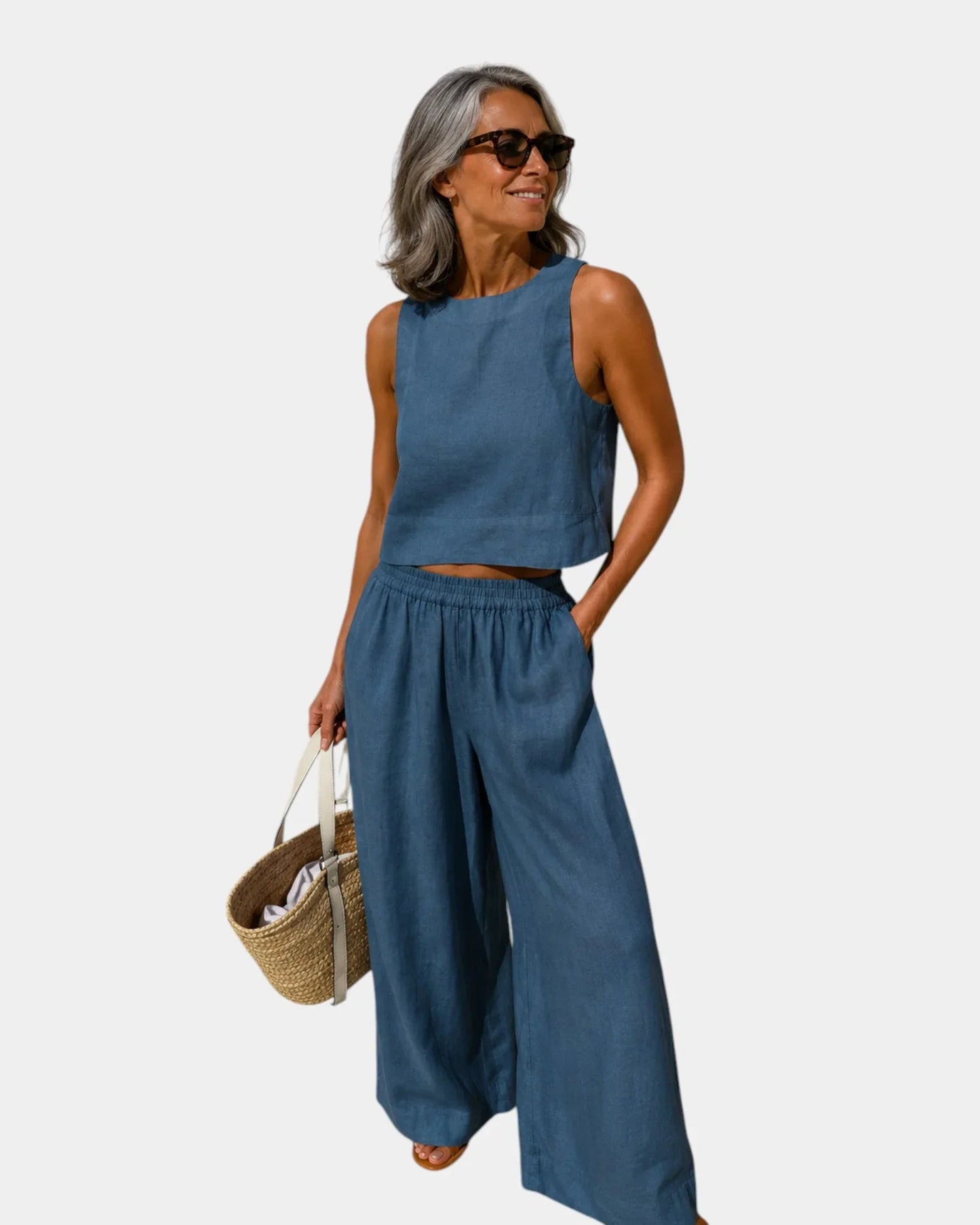 Shéhérazade | Ensemble blouse et pantalon en coton et lin