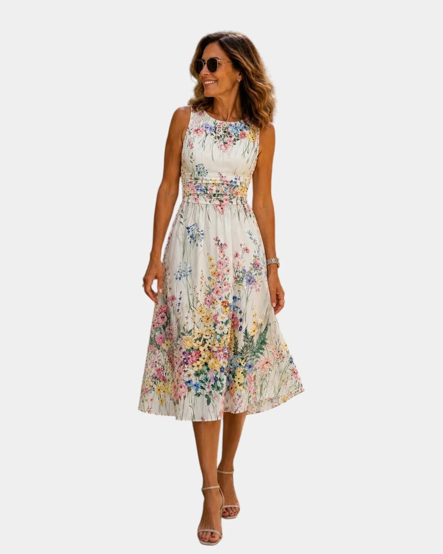 Octavie | Robe midi fleurie sans manches