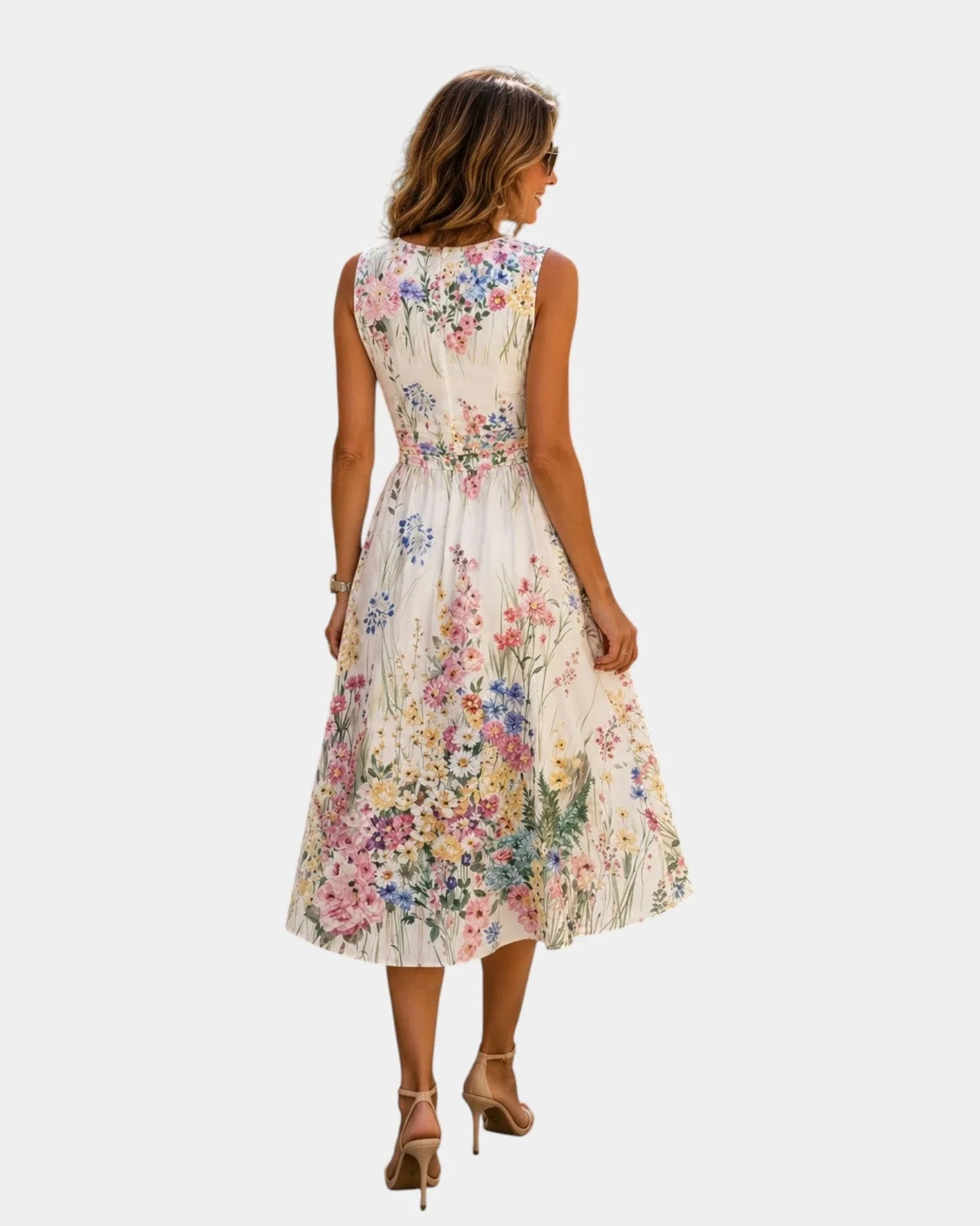 Octavie | Robe midi fleurie sans manches