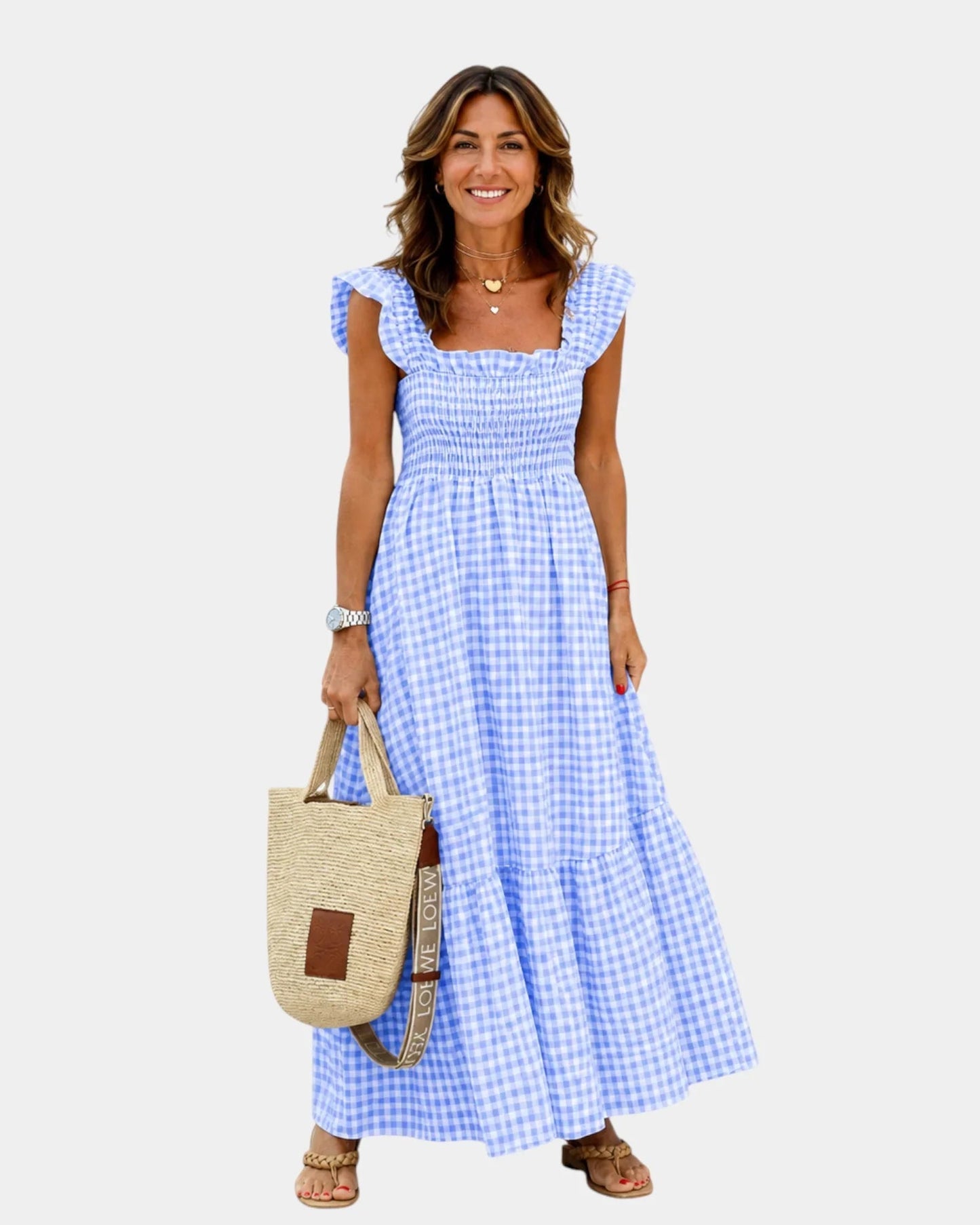 Inaëlle | Robe maxi à carreaux vintage