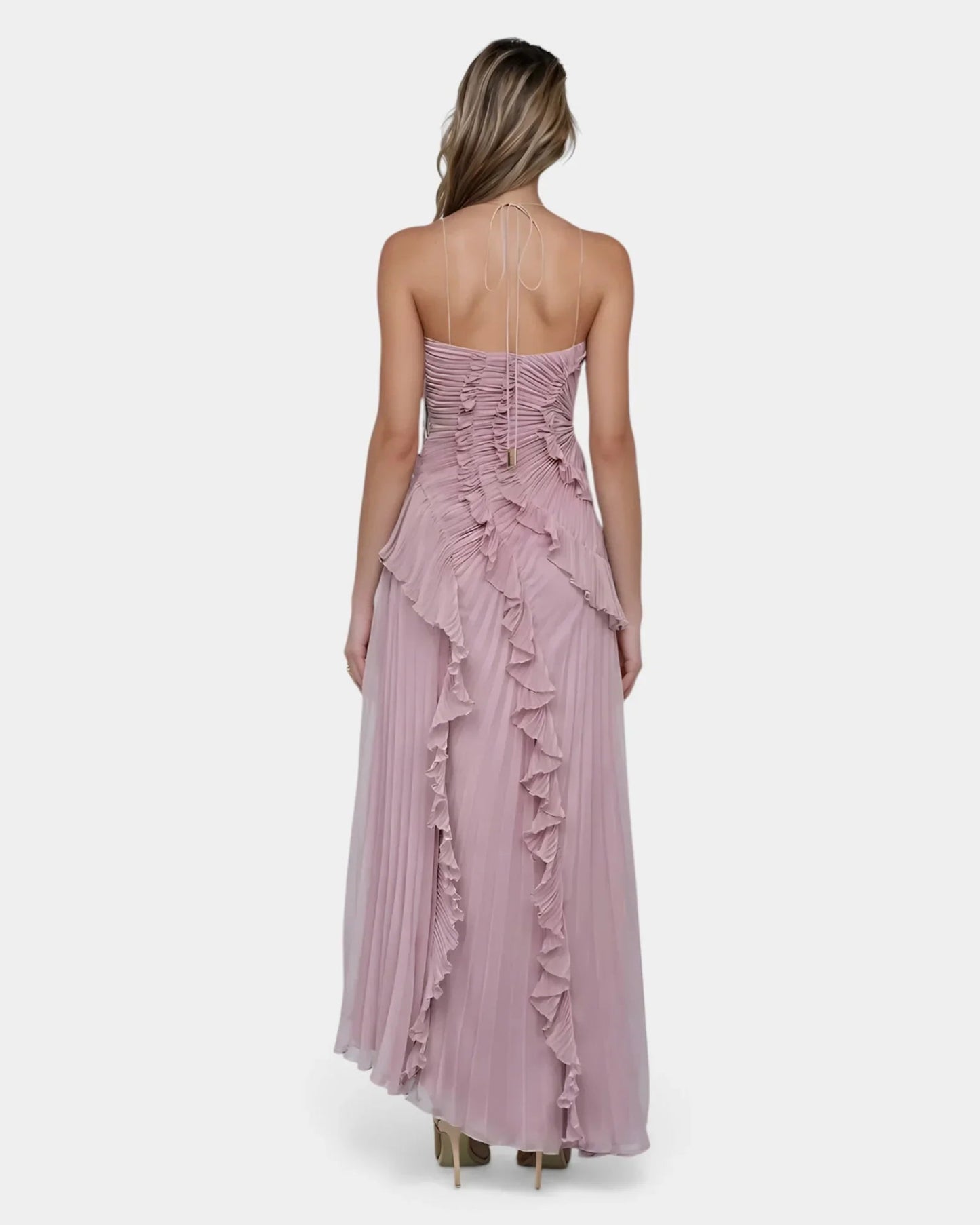 Féodora I Robe Maxi Asymétrique Lavande à Volants